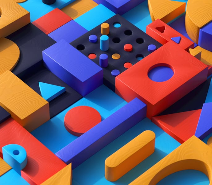 colorful background image of geometric shapes and pegs fitting into holes like the kids toy